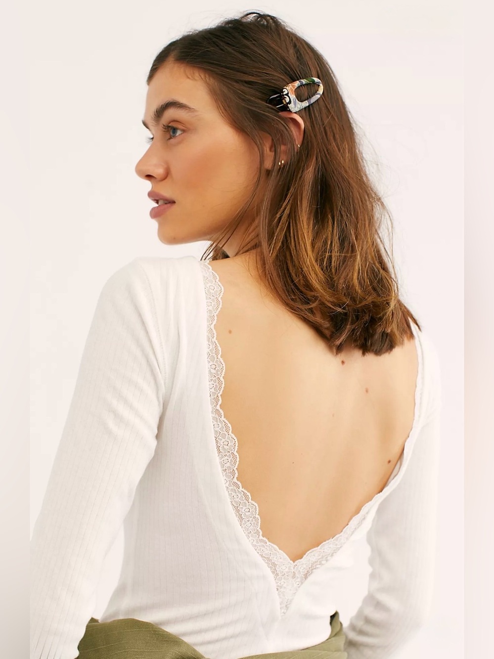 Free People Flying V Tee in white